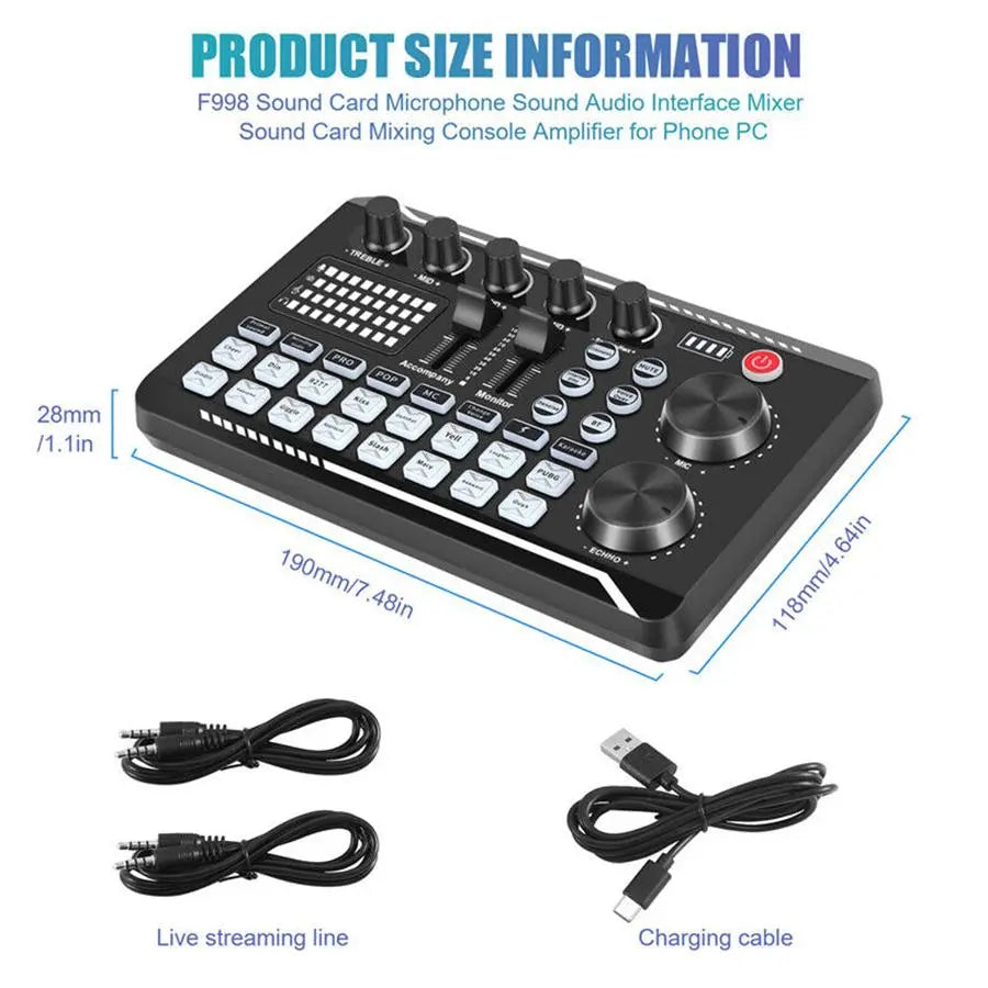 Live Sound Card Audio Interface with DJ Mixer Effects & Voice Changerr, Podcast Production Studio Equipment for Streaming (Not Compatible with XBOX)