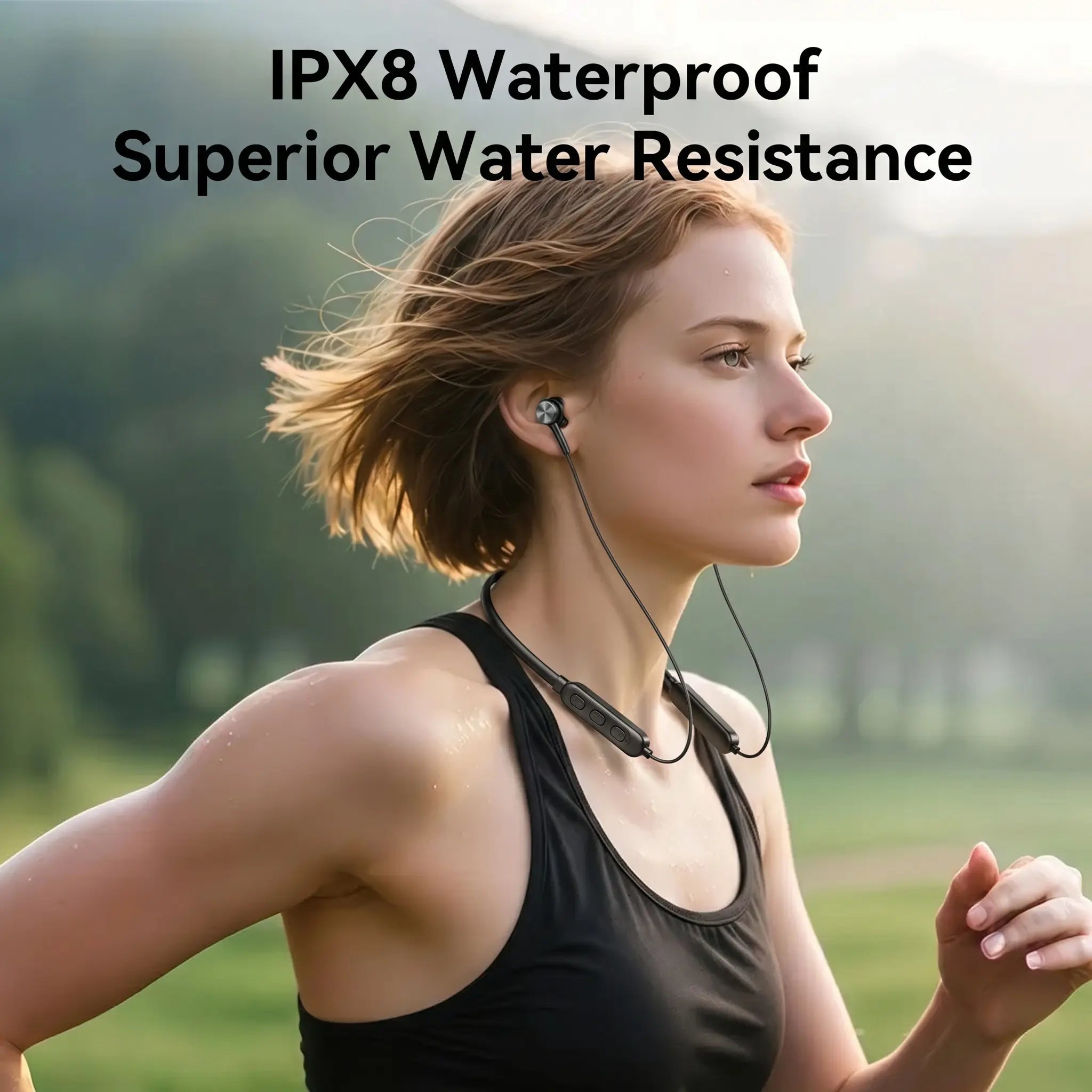 Magnetic Wireless Neckband Earbuds with Mic, Lightweight Sports Bluetooth Earphones for Running & Workout