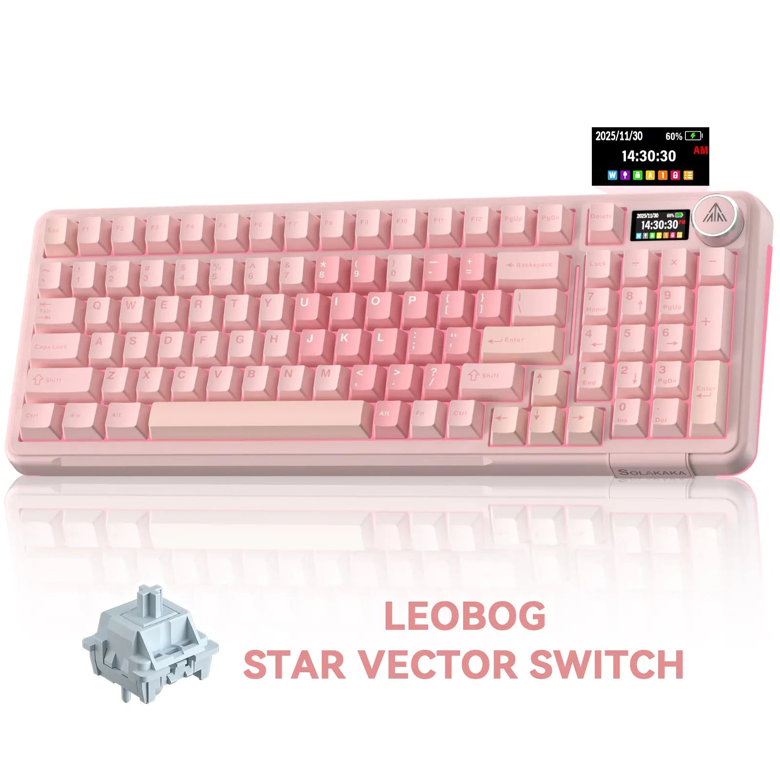 Solakaka A99 Pro Wireless Mechanical Keyboard, Tri-Mode Bluetooth 2.4G USB-C, Hot Swappable RGB Backlit Gaming Keyboard with Numpad, LCD Screen & Knob Custom Keyboard Summerwins,Summerwins