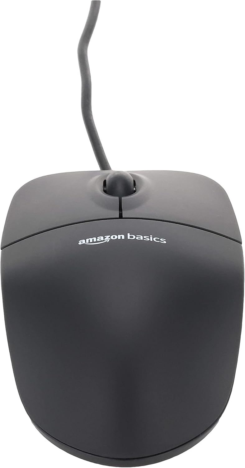 3-Button USB Wired Mouse with Responsive Tracking, Plug & Play, Compatible with Windows and Mac, Black