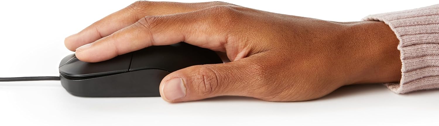 3-Button USB Wired Mouse with Responsive Tracking, Plug & Play, Compatible with Windows and Mac, Black