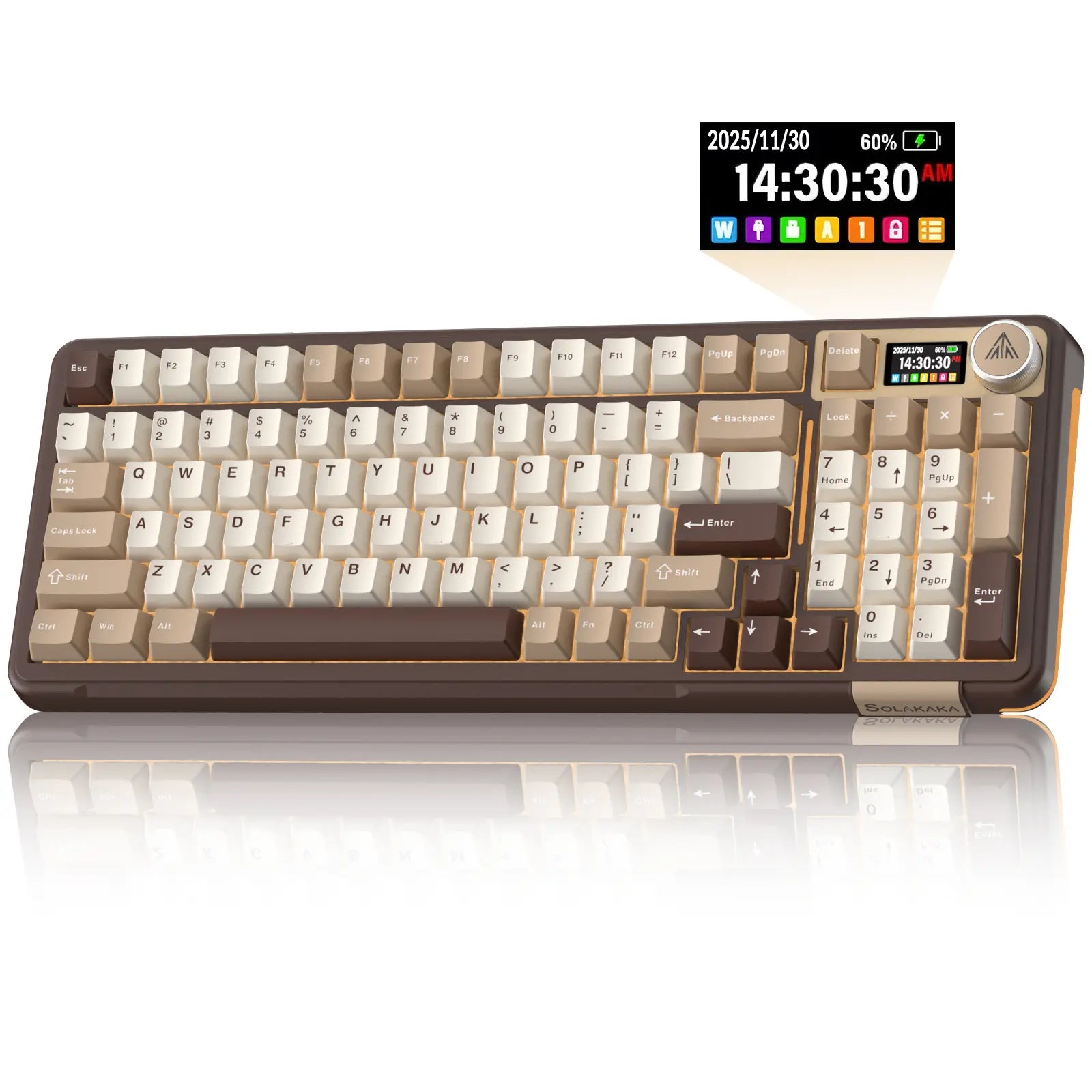 Solakaka A99 Pro Wireless Mechanical Keyboard, Tri-Mode Bluetooth 2.4G USB-C, Hot Swappable RGB Backlit Gaming Keyboard with Numpad, LCD Screen & Knob Custom Keyboard Summerwins,Summerwins