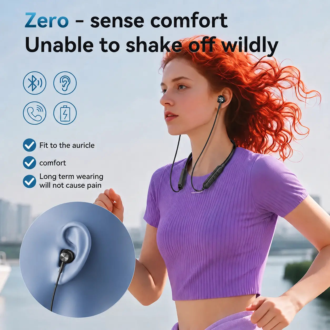 Magnetic Wireless Neckband Earbuds with Mic, Lightweight Sports Bluetooth Earphones for Running & Workout